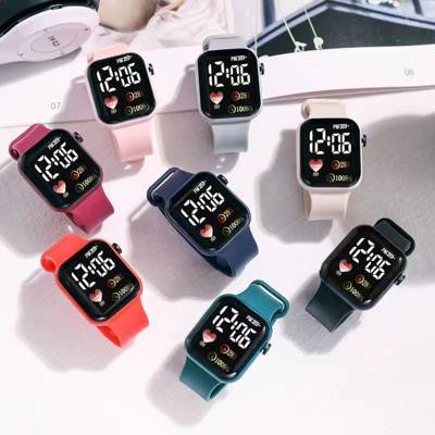 Moda Minimalista Coreana Ultra Fina LED Display Digital Relógio Unissex Preto 
