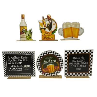Kit Display de Mesa 6 Peças Para Festa Boteco Mineiro MDF