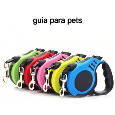 Coleira Guia Retrátil 3/5 Metros  Pets Cachorro Cães Gatos Resistente Com Trav
