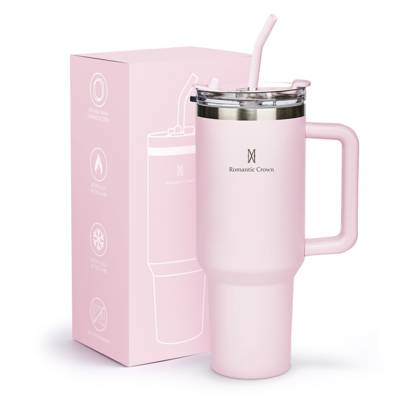 ROMANTIC CROWN Copo Termico de Aço Inoxidável com Tampa de Vedação e Tubo de A