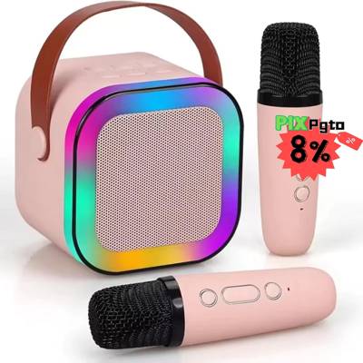 Infantil Caixa De Som C/ Microfones Criança Karaokê Brincadeiras em Família Bl