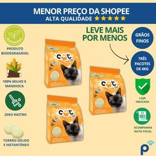 Areia Higiênica Biodegradável Catbio 12 Kg (3 pacotes de 4 kg) - Max Clean - G