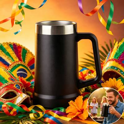 Caneca Térmica Chopp Cerveja Camada Dupla Inox 710ml