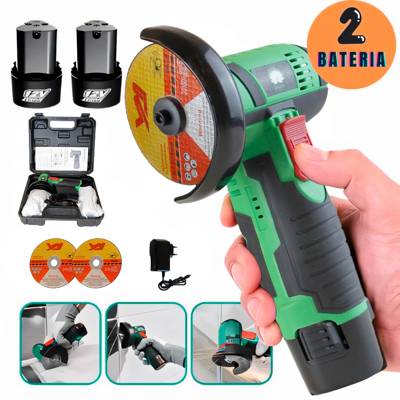 Mini Esmerilhadeira Lixadeira Elétrica Sem Fio Bivolt 110v/220v 2 Baterias 12V