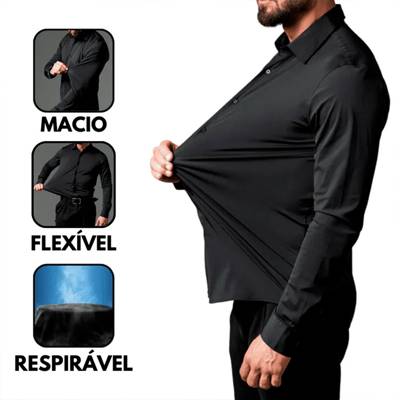 Camisa Social Tecnológica Slim Fit Anti-Transpirante Ante Odor E Não Amassa - 