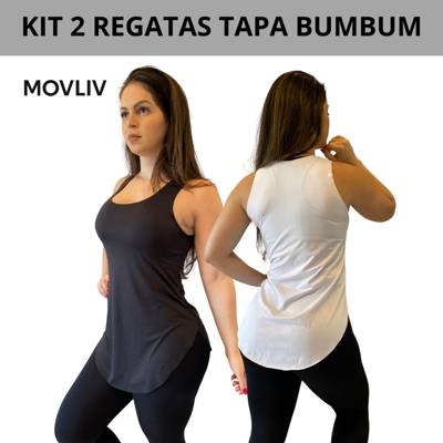 Kit 2 Regata Feminina Fitness Basica Tapa Bumbum Soltinha Academia Crossfit Co