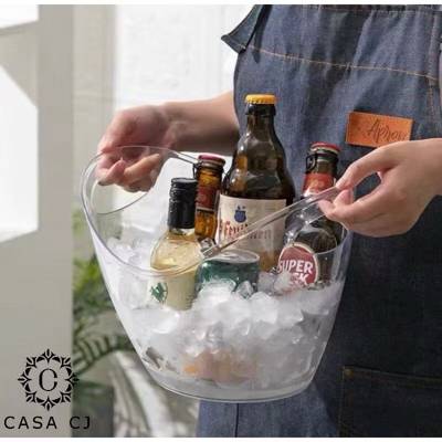 Balde de Gelo Transparente 4 litros com Abas Laterais Bacia de Resfriamento de