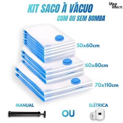 Kit Saco à Vácuo COM ou SEM Bomba Vários Tamanhos para Guarda Roupa Organizaçã