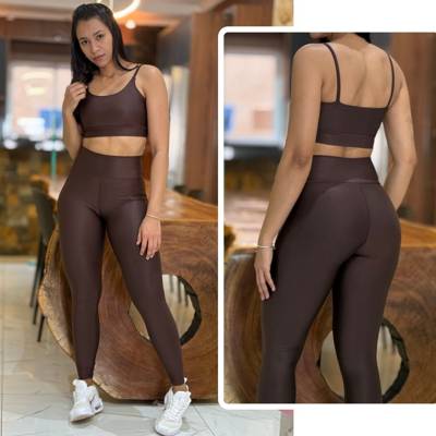 Conjunto Feminino de Academia Calça Legging + Top com Alta Compressão e Zero T