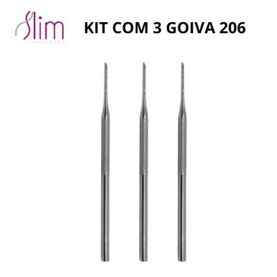 Kit com 3 Goiva 206 - Slim - Pedicure e Manicure - Aço Inox