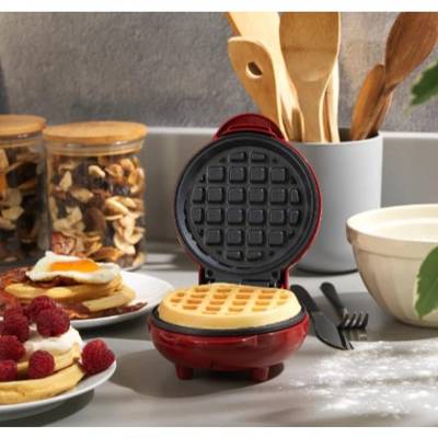 Mini Máquina de Waffles Elétrica Portátil Casa Cozinha Fazer Waffle Panquecas 