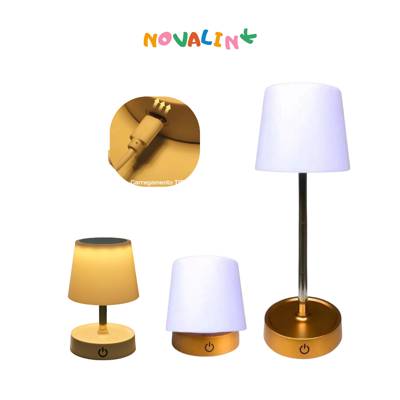Abajur Recarregável Touch Luminária Retrátil em Aço com Luz de Led Branco Quen