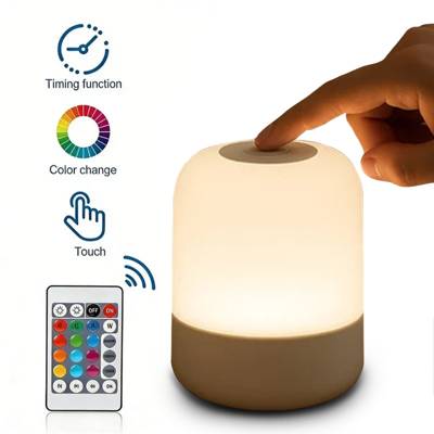 Abajur De Mesa Touch LED Recarregável 3 Cores De Luz Branco Quente Frio Para Q
