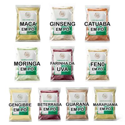 Pré Treino Natural Pó Kit 10 Itens Farinhas Beterraba Guaraná Uva Gengibre e o