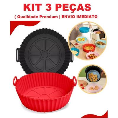 KIT 1 a 3 Forma De Silicone Para Air Fryer Forno Fritadeira Assadeira Reutiliz