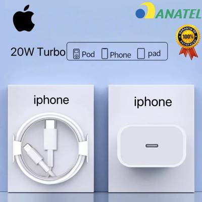 Carregador Original Para iPhone 11 12 13 14 15 16 Fonte + Cabo 20w PD Turbo Ra