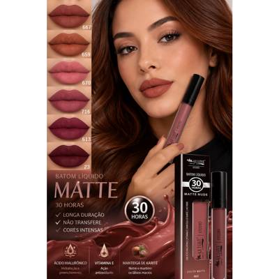 Batom Líquido Matte Max Love Longa Duração Matte Vinho Vermelho Marrom Nude Bo