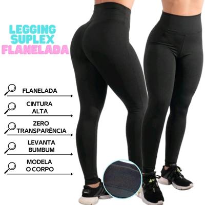 Legging Flanelada Grossa Calça Leg Peluciada Forrada Por Dentro Costura Reforç