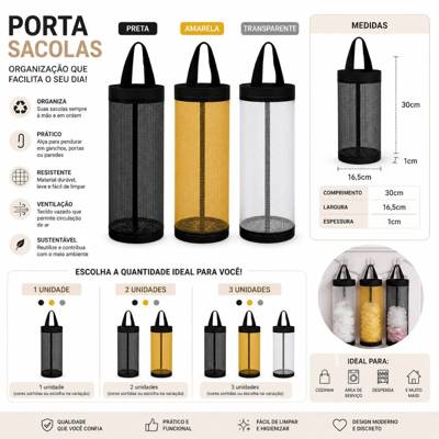 Organizador de Sacolas Dispenser Organizadora De Plástico Para Armazenamento D
