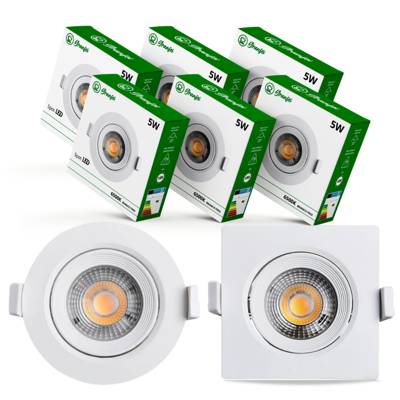 KIT10 Luminárias Spot Led 5w Branco Embutir Direcionável Teto 6500K 3000K UNIF
