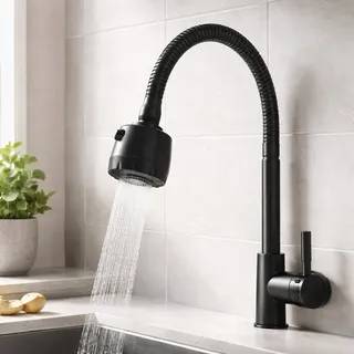 Inox Torneira  Prata/Preto Com Chuveiro Com Rotação De 360° Cozinha Luxo Pared