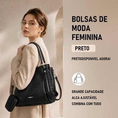 JAMI JAMI Bolsa Mochila Feminina Grande De Ombro Com Alça Transversal De Couro