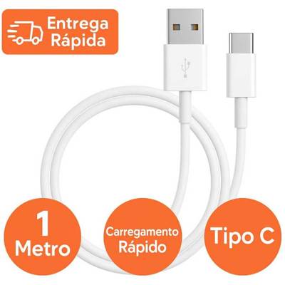 Cabo USB Tipo C Reforçado 1 Metro Carregamento Rápido Turbo Android IOS Compat