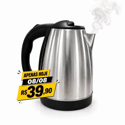 Chaleira Elétrica Inox 1,8L 220V Conferir voltagem de sua regiao Base 360° Des