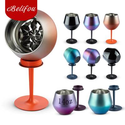 Belifou Copo De Coquetel 2 Em 1 420ML Vinho Removível Forma Isolamento Duplo C