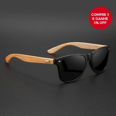 Óculos de sol retrô de bambu, estilo vintage com hastes UV400 unissex, ideal p