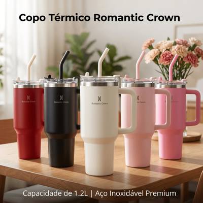 ROMANTIC CROWN Copo Térmico Inox Portátil 1200ml/600ml/1.2L Garrafa Térmica In