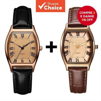 [Compre 1 Leve 1 Grátis] Estiloso Relógio Feminino | Pulseira de Couro Marrom 