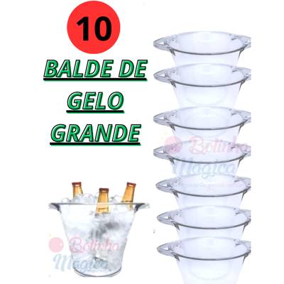 Kit Baldes de Gelo Acrilico Cristal Transparente 4,5L Balde Para Bebidas Kit F