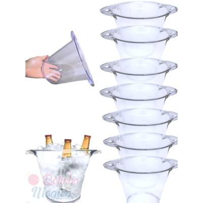 Kit 10 Baldes de Gelo Acrilico Cristal Transparente 4,5L Balde Para Bebidas Fe