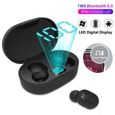 E6S Fones De Ouvido TWS Sem Fio Bluetooth 5.0 Display LED 9D Stero Fone Reduçã