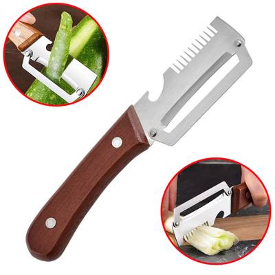 Descascador De Aço Inoxidável 3 Em 1 Para Fatiar E Descascar Cozinha Com Alça 
