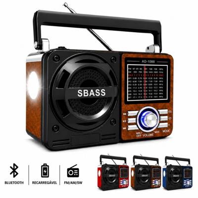 Rádio Caixa de Som Bluetooth Recarregável  Lanterna Retro Portátil FM AM USB S