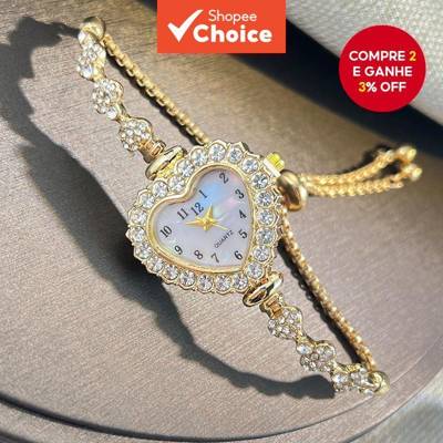 Nova Moda Em Forma De Coração Pulseira De Fita Flor Cravejada De Diamantes Com