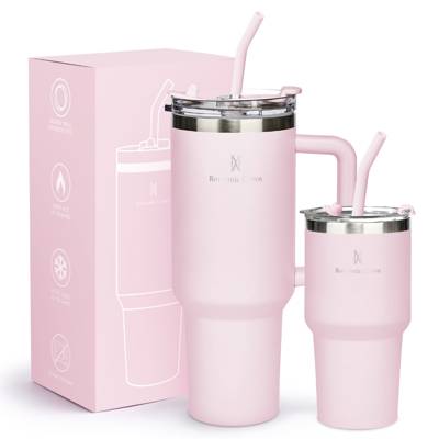 ROMANTIC CROWN Kit 2 Copo Térmico Inox Portátil 1200ml/600ml Garrafa Térmica I