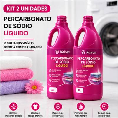 Percarbonato de Sodio Liquido Tira Manchas Remove Manchas Vinho Cafe Suor 2l 1