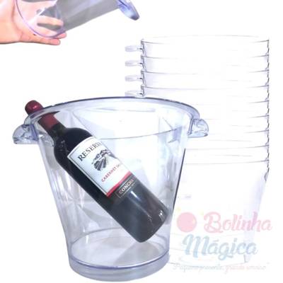 1 Balde de Gelo Acrilico Cristal Transparente 4,5L Balde P/ Bebidas Bar Kit Fe