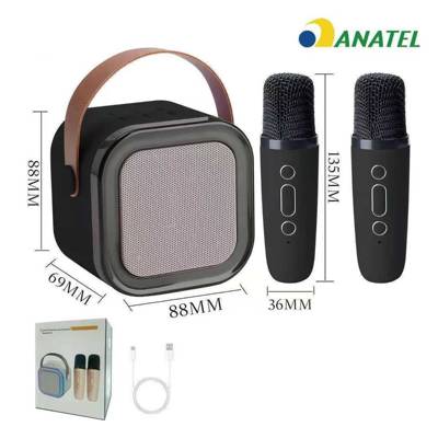 Caixa de Som Bluetooth Portátil RGB com Microfone Sem Fio Karaokê USB TF AUX L