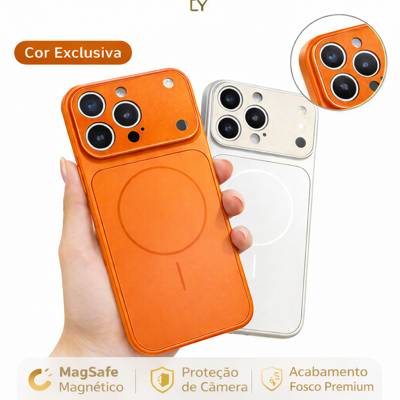 Capa Magnética MagSafe Laranja para iPhone 13 14 15 16 17 Pro Max Antichoque c