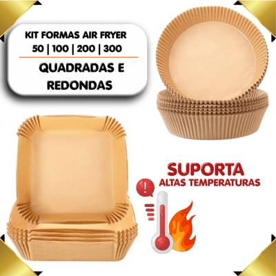 Kit 50 a 300 Formas Descartável Para Airfryer Antiaderente Não Suja Cozinha Fr