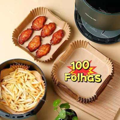 Kit 100/200/300 Forro de Papel Descartável para Airfryer Antiaderente,Quadrado