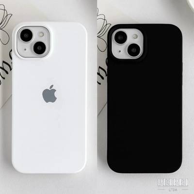 Capa Capinha Silicone Aveludada Cor PRETO BRANCO Para iPhone XR 11 12 13 14 15