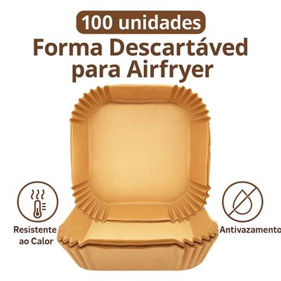 Forma Descartável Quadrada para Airfryer 100 Unidades