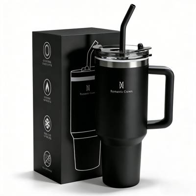 ROMANTIC CROWN Copo Térmico Inox Portátil 1200ml/600ml com Tampa e Canudo Garr