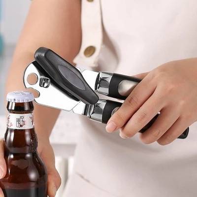 Abridor De Latas E Garrafas Aço Inox Profissional Casa 3 em 1 Envio Imediato