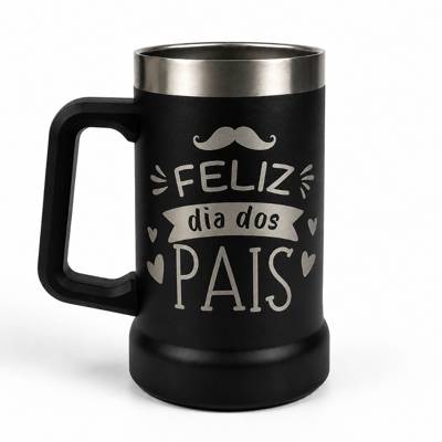 Caneca Térmica Inox 720ml Personalizada Dia dos Pais Grande com Alça Parede Du